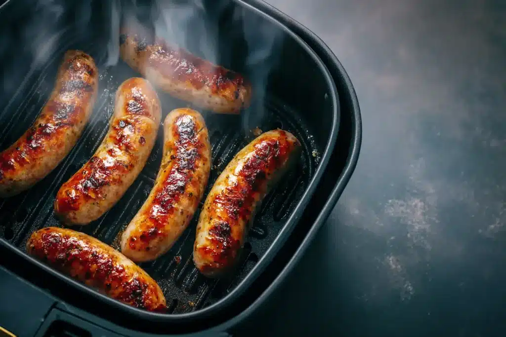Geflügelbratwurst im Airfryer Ninja mit wenig Fett und Röstaromen