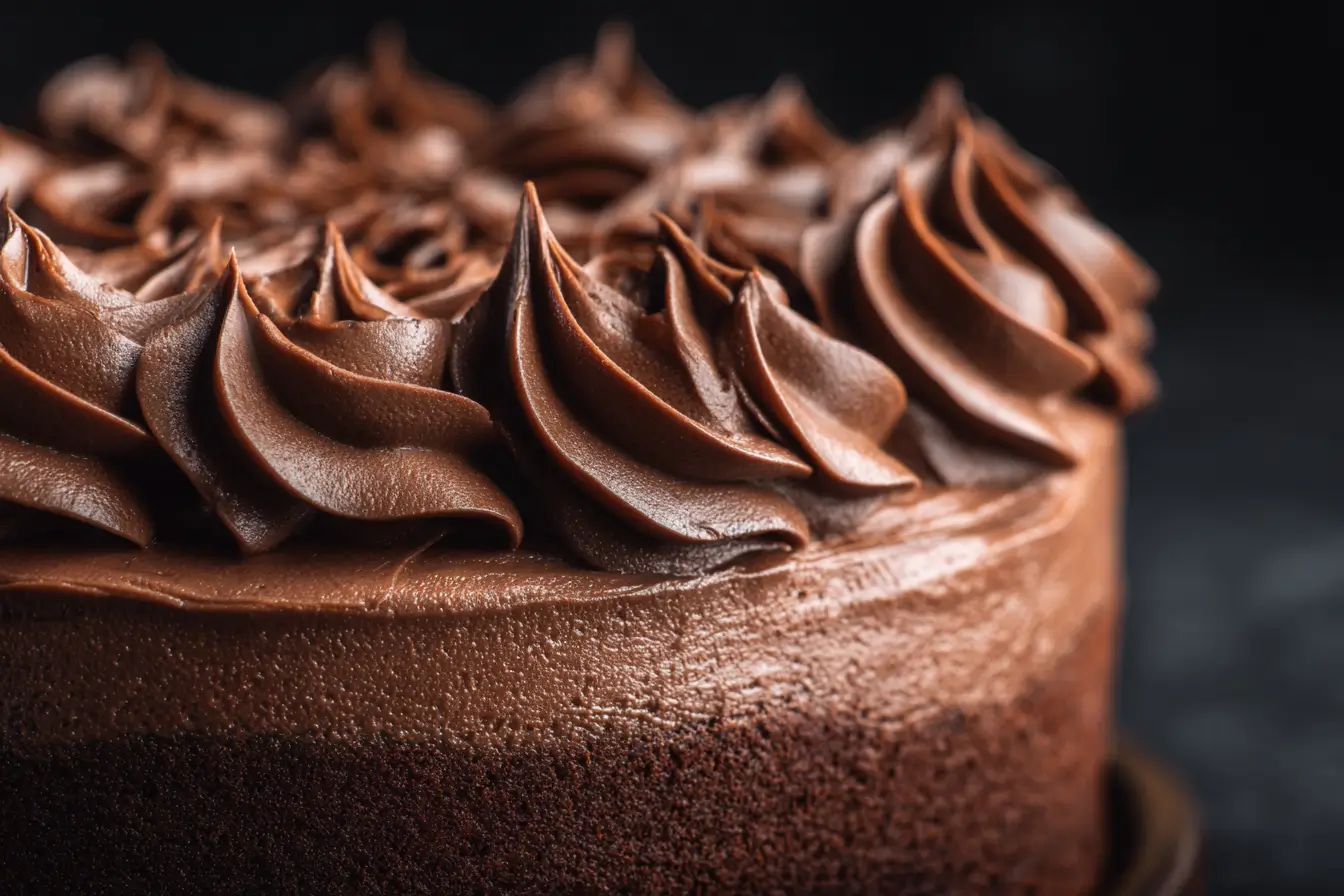 Schokoladen Buttercreme auf Torte angerichtet