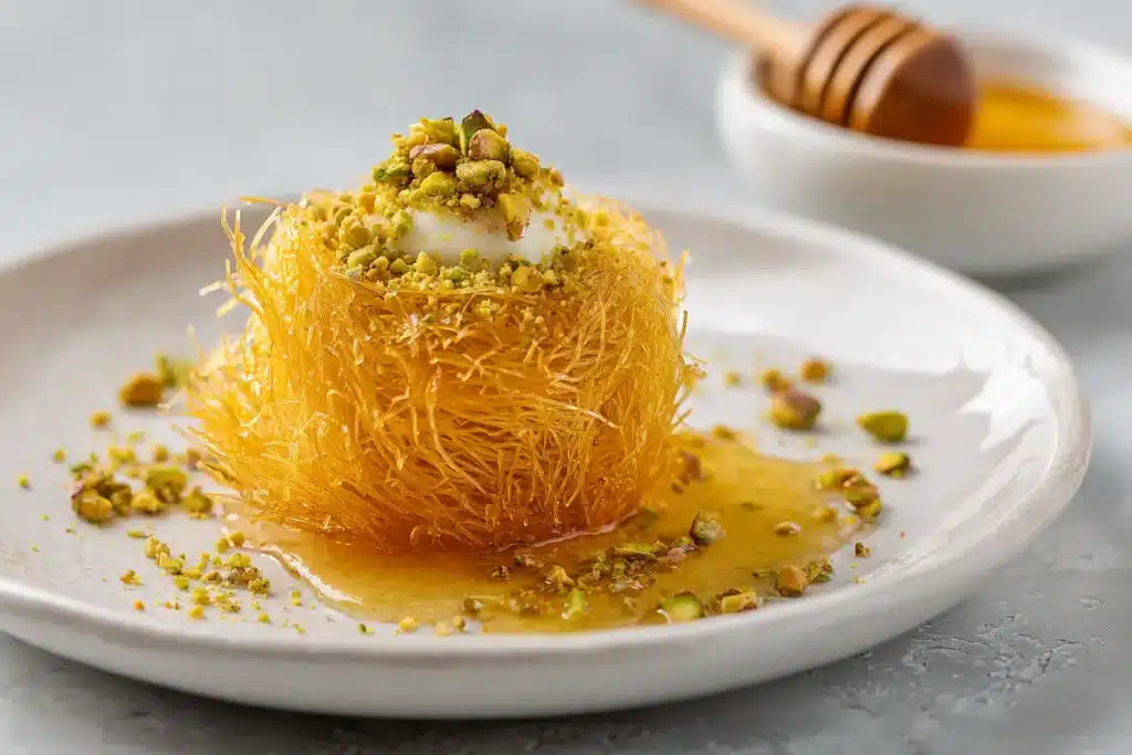 Knuspriges Kataifi Rezept mit Pistazien und Honigsirup