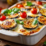 Moussaka mit Zucchini, Auberginen und Kartoffeln frisch gebacken