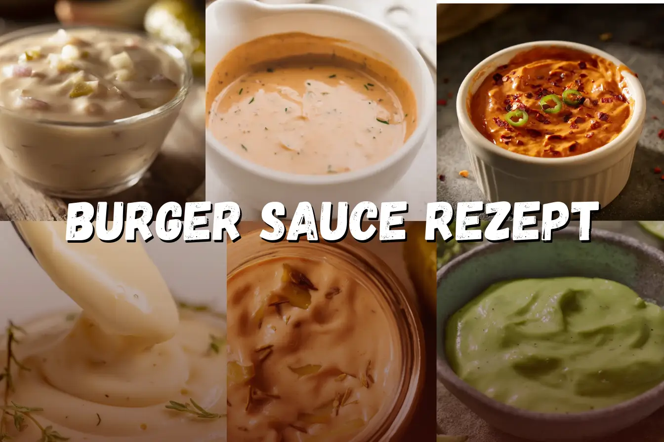 Verschiedene Burger Sauce Rezepte in Schüsseln, von klassisch bis würzig