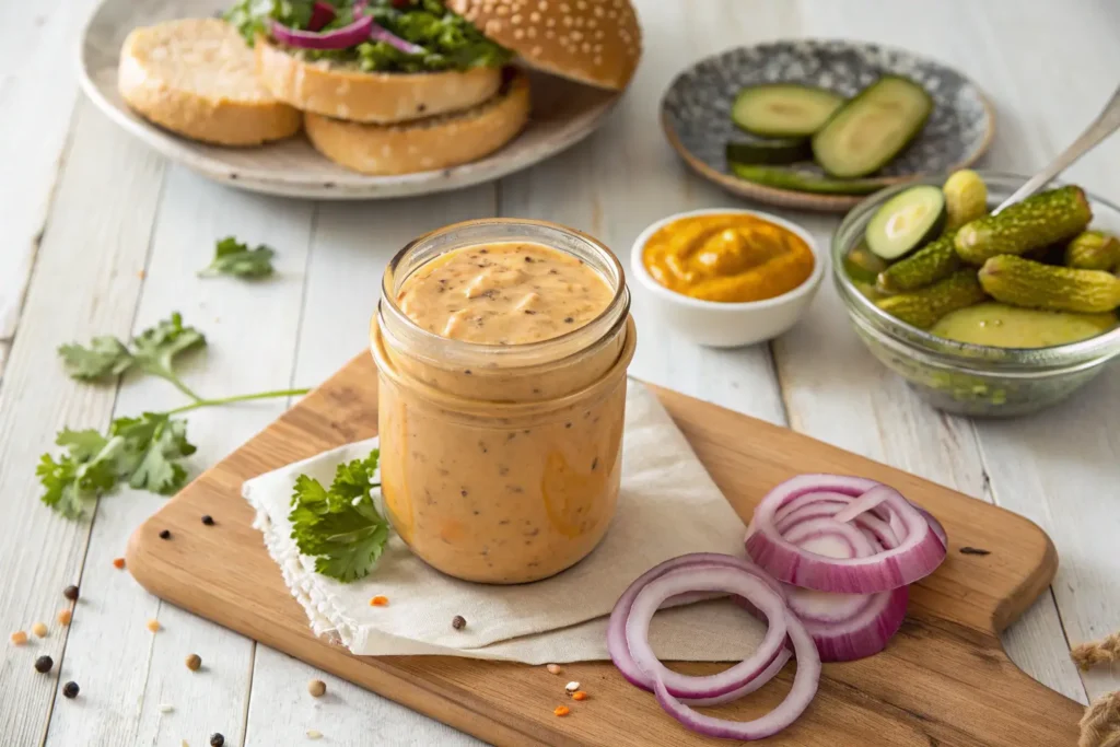 Burger mit Big Mac Sauce im Glas