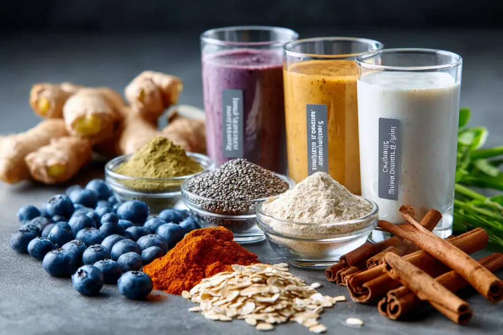Blauer Spirulina Mounjaro Drink mit Zitrone und Minze