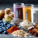 Blauer Spirulina Mounjaro Drink mit Zitrone und Minze