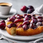 Schneller Pflaumenkuchen frisch gebacken mit saftigen Pflaumen