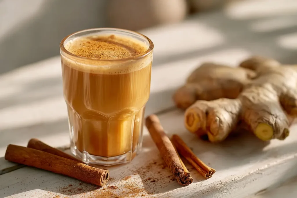 Ingwer-Zimt Drink nach dem Rezept von Daniela Katzenberger im Glas