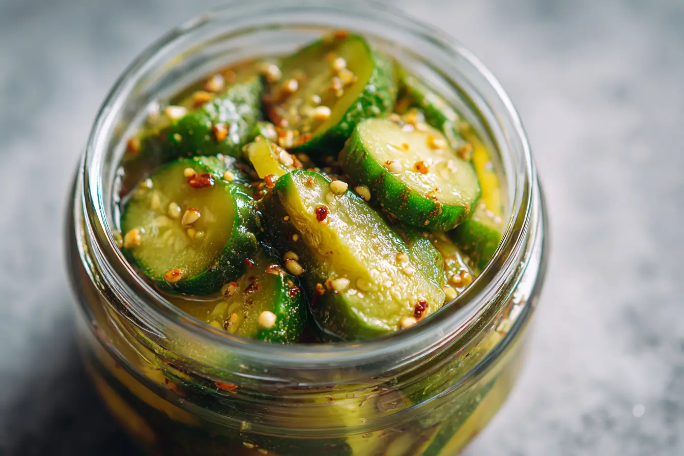 Senfgurken Rezept einfach im Glas, frisch eingelegt mit Senfkörnern und Dill