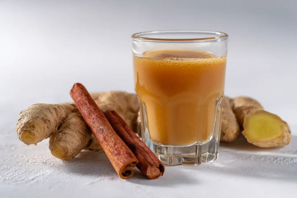 Nahaufnahme von Ingwer-Zimt-Tee – ideal zum Abnehmen