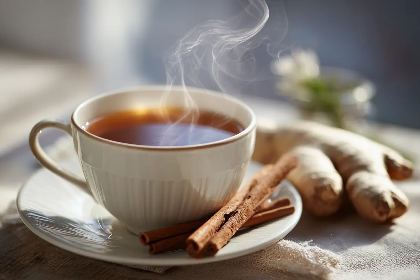 Ceylon Zimt Tee mit frischem Ingwer im Glas