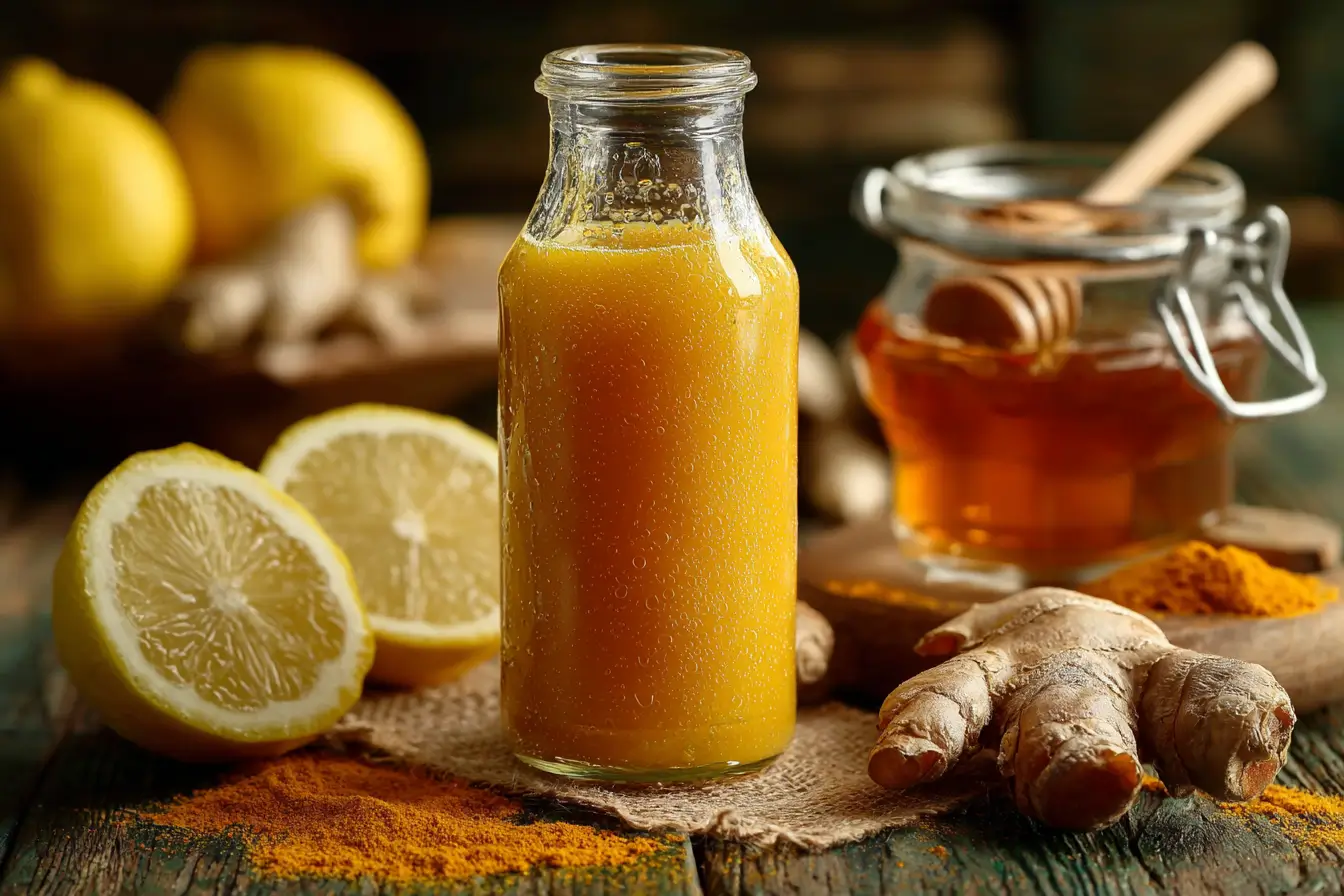 Ingwer Shot Abnehmen mit frischer Zitrone und Ingwerwurzel