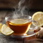 Ingwer Tee zum Abnehmen mit Zitrone in Nahaufnahme