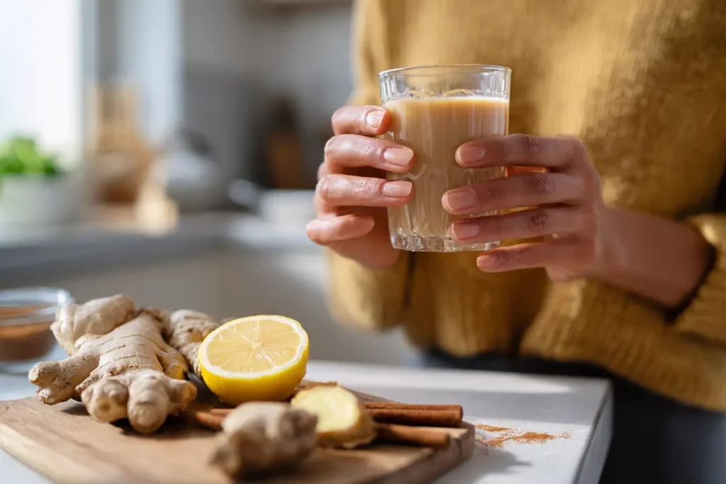 Frau trinkt Ingwer-Zimt-Shot zum Abnehmen – Erfahrungsbericht