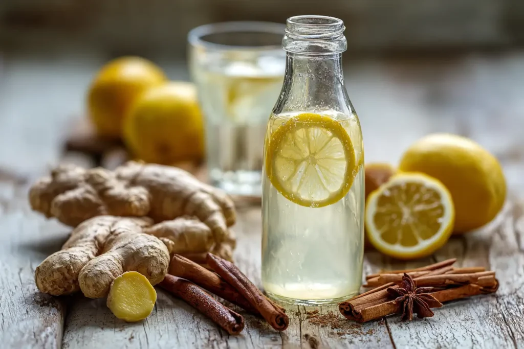 Natürliches Mounjaro-Getränk mit Ingwer, Zimt und Zitrone
