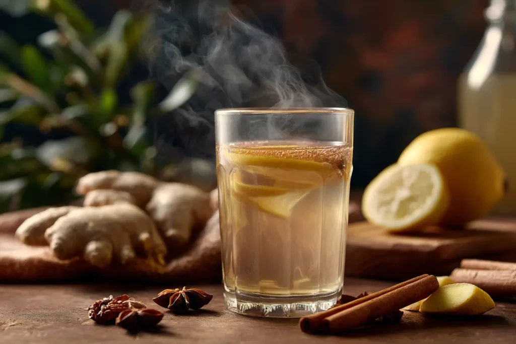 Natürliches Mounjaro Getränk mit Zimt, Ingwer und Zitrone