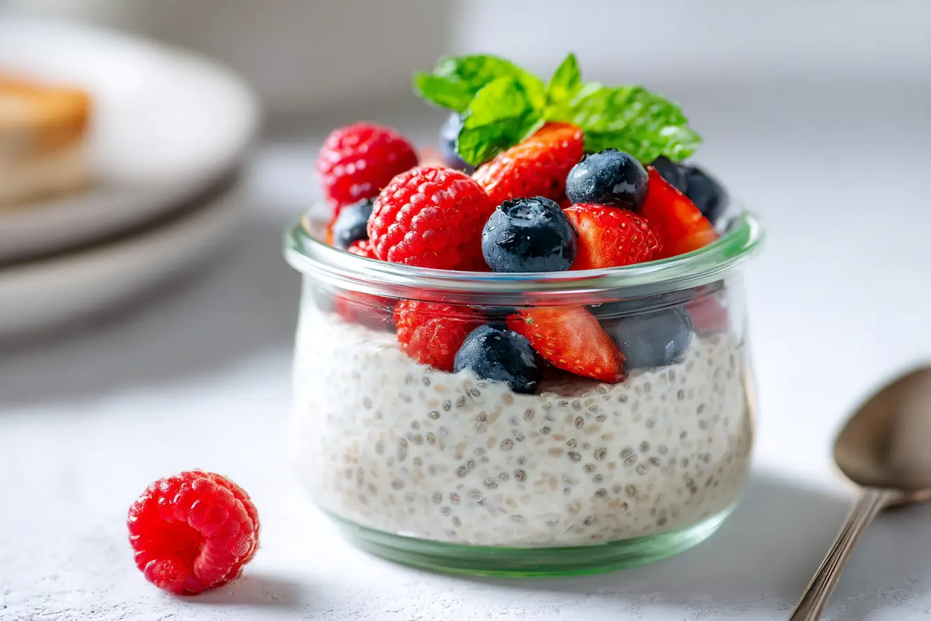 Chia Pudding mit Beeren im Glas – Diätfreundliches Frühstück