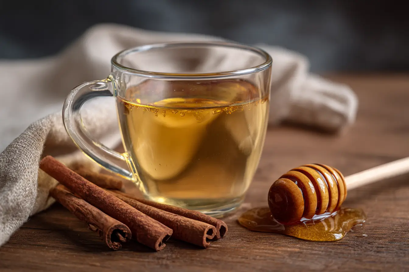 Honig‑Zimt‑Wasser wird mit heißem Wasser aufgegossen