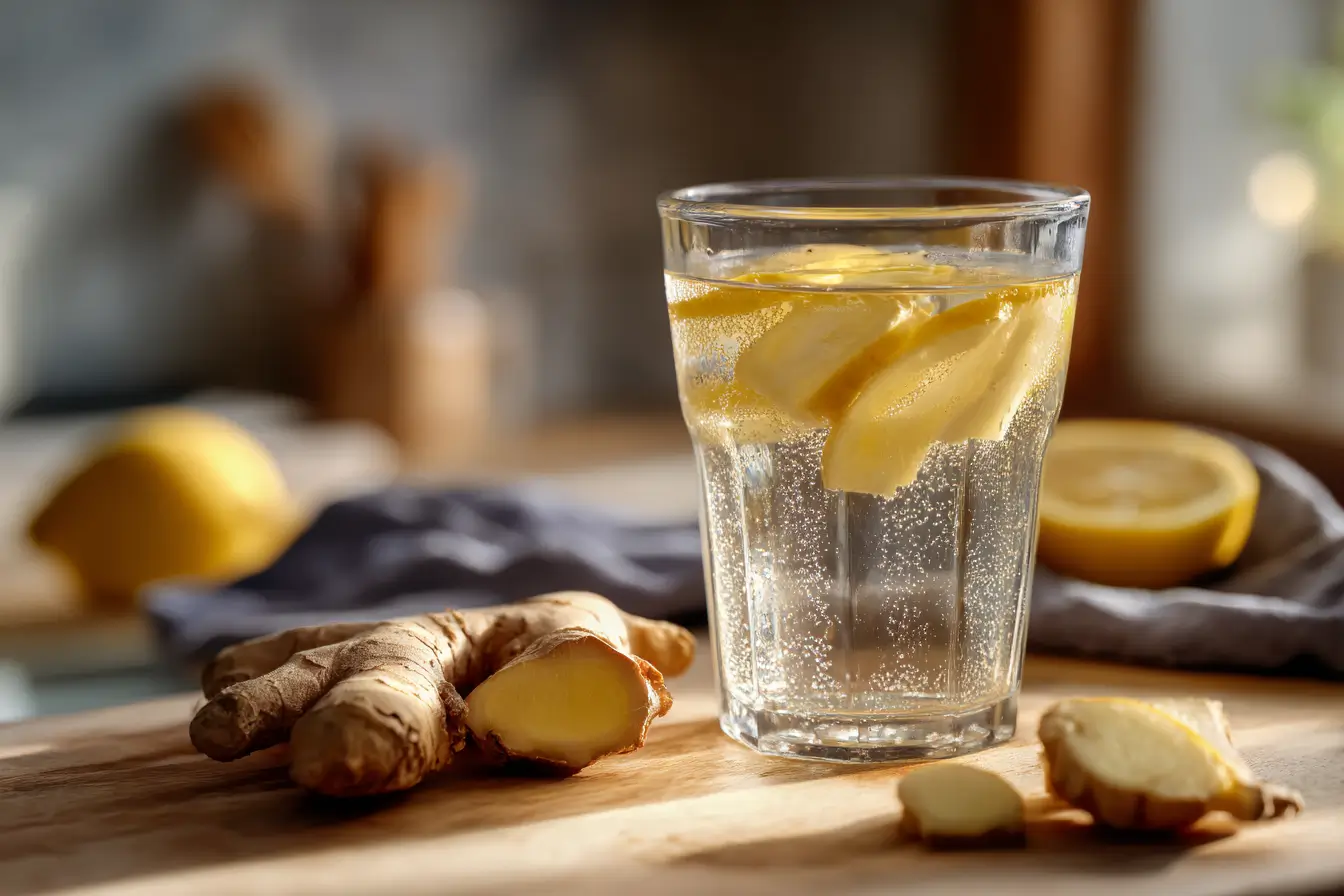 Ingwer-Zitronen-Wasser zum Abnehmen im Glas