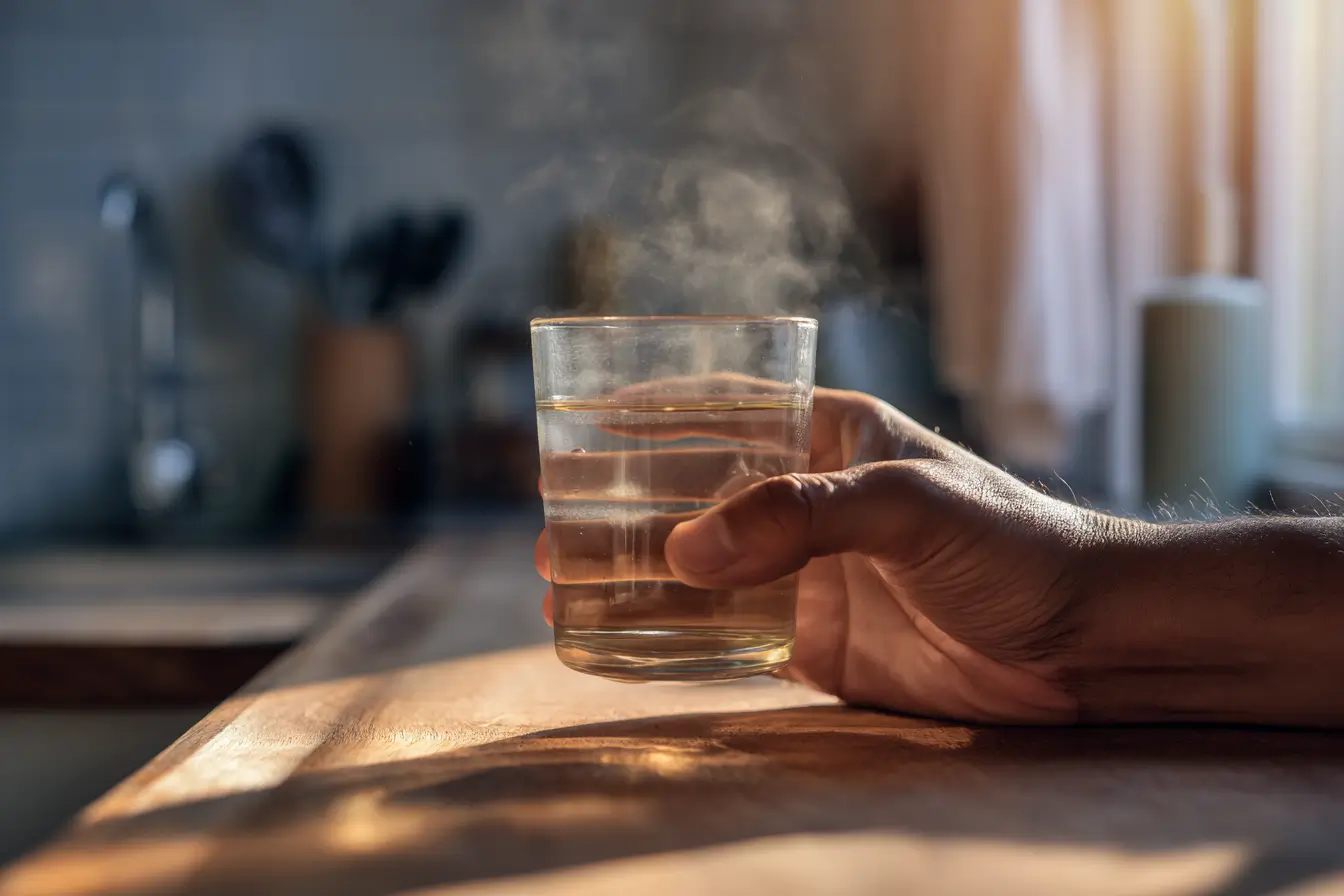 Glas warmes Wasser am Morgen zum Abnehmen