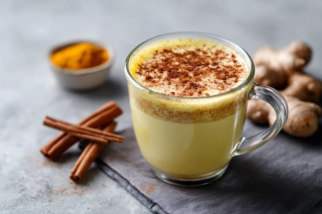 Goldene Milch in Keramiktasse