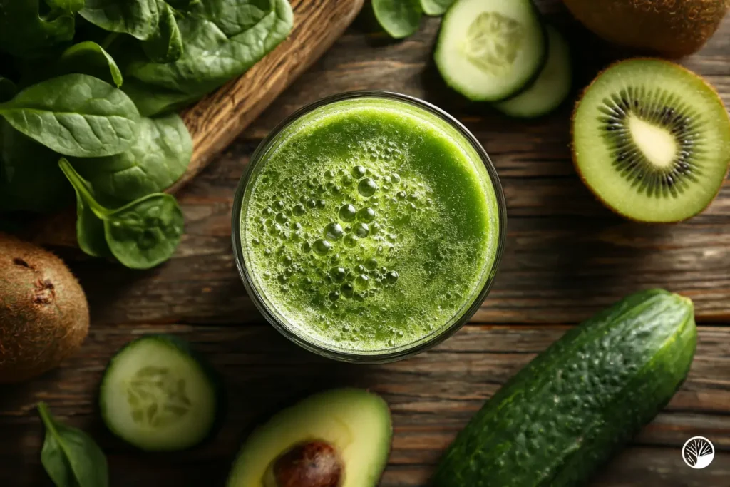 Grüner Smoothie Rezept mit Spinat, Kiwi und Avocado