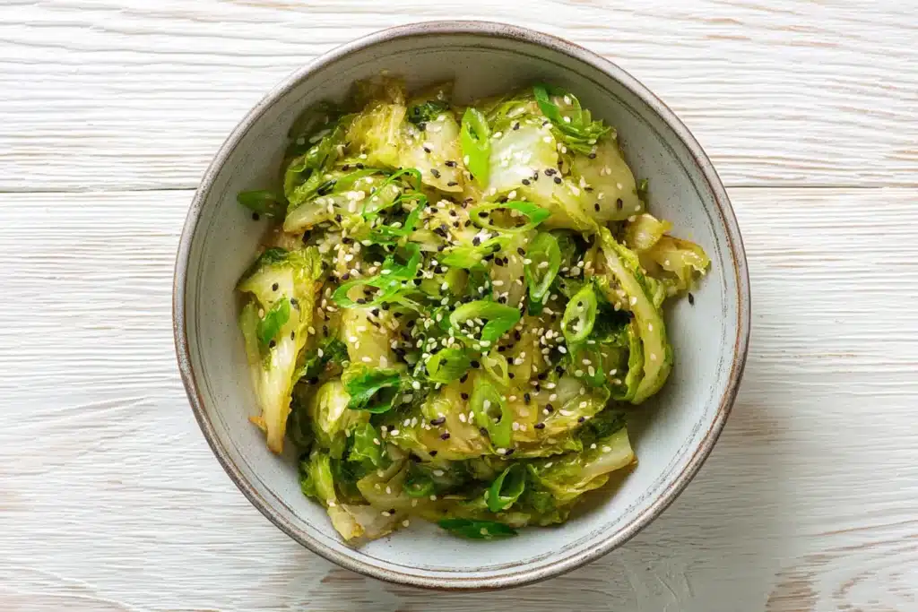 Spitzkohl mit Sojasauce nach Hensslers Rezept serviert