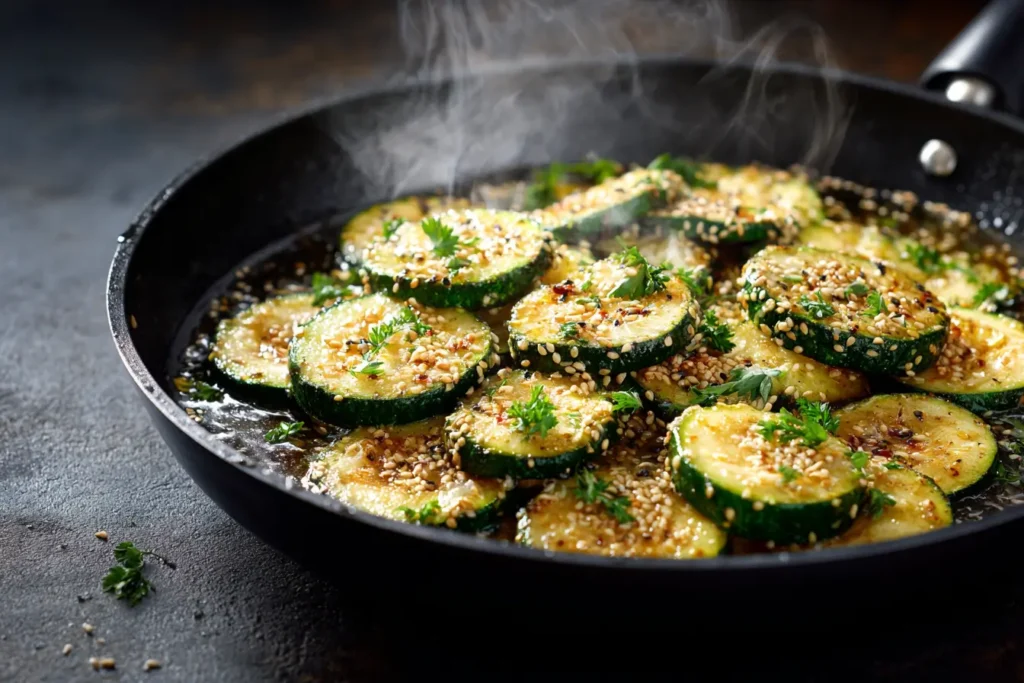 Hensslers schnelle Nummer Zucchini in Pfanne serviert