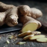 Frischer Ingwer auf Holzbrett