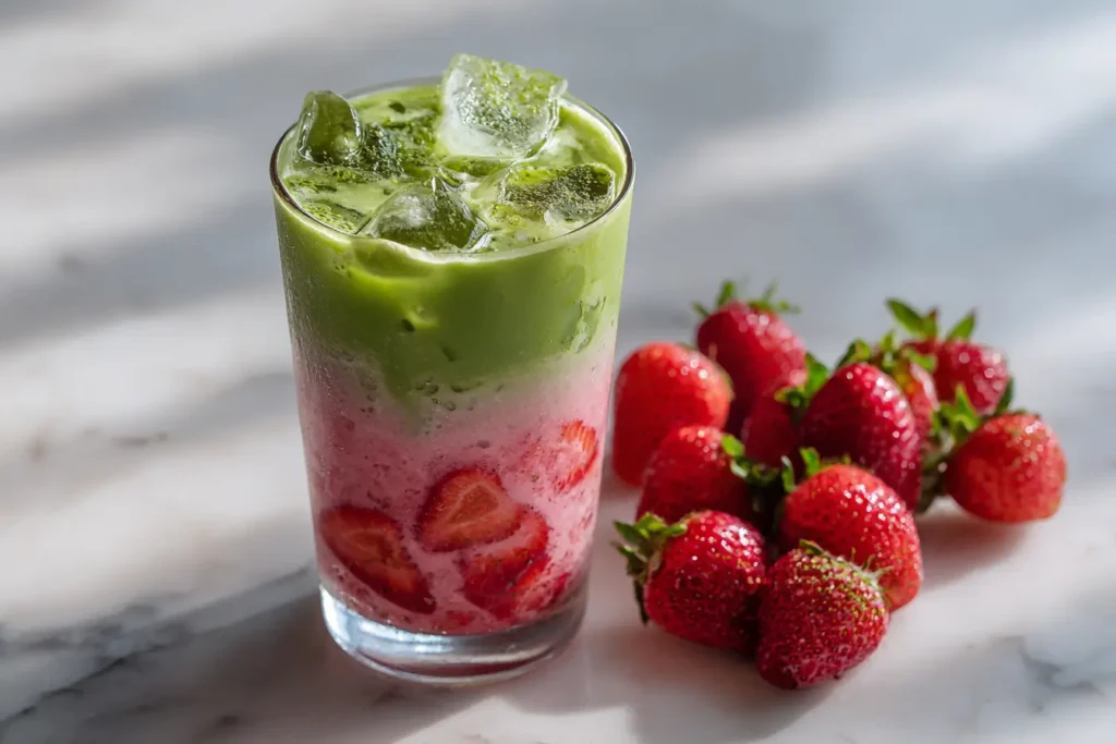 Traditionell zubereiteter Matcha Latte im Zen-Stil