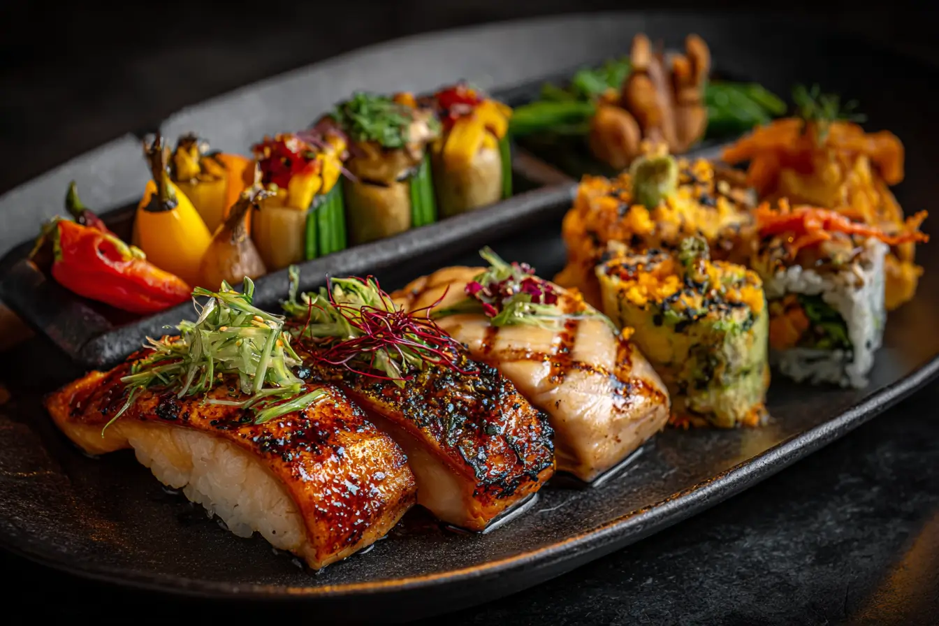 Übersicht über Steffen Hensslers Rezepte mit Sushi, Fisch und Gemüse